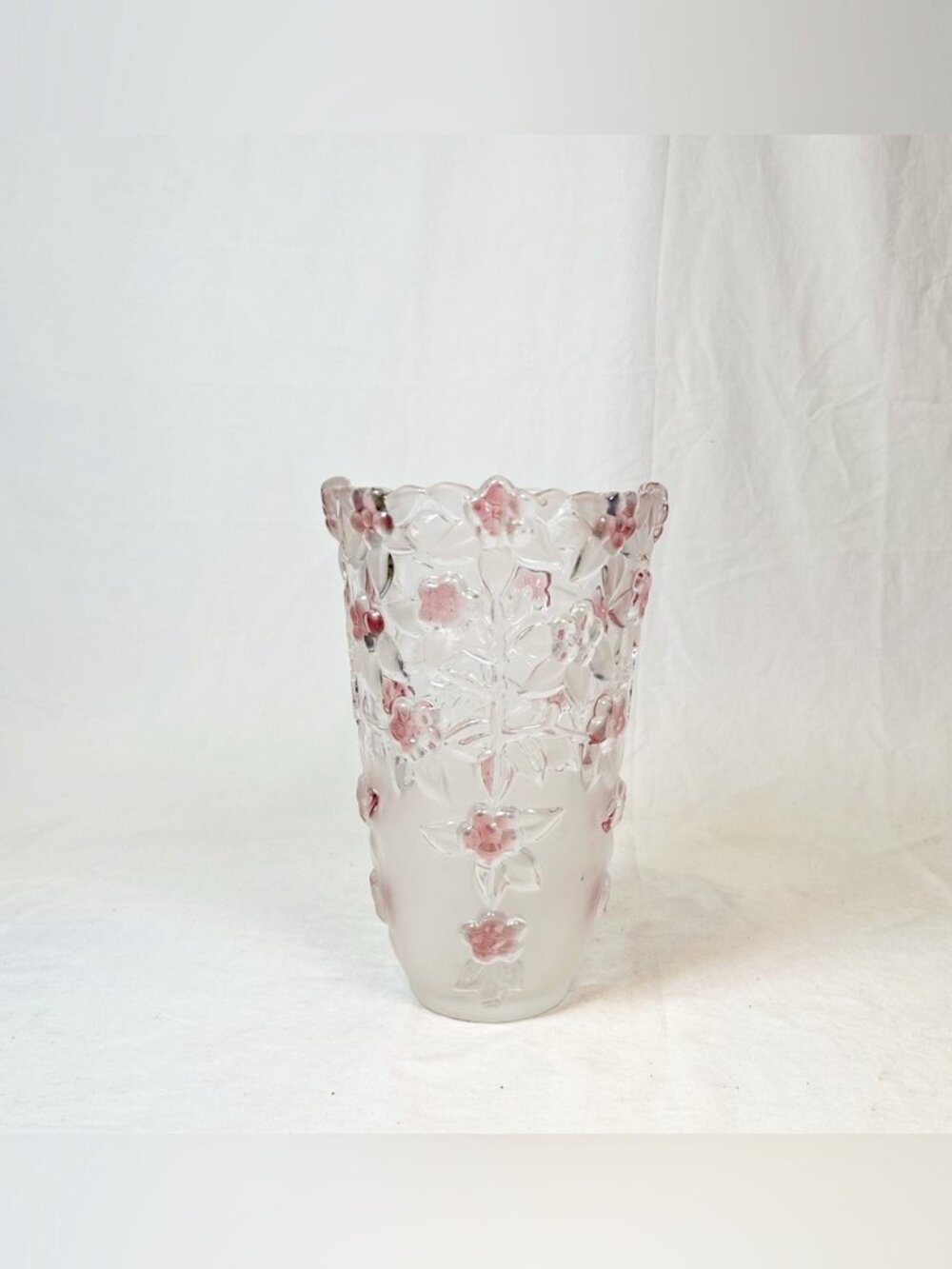 Studio Silversmiths Venezia Collection Large Pink Floral Fine Crystal Vase
